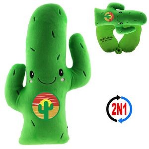 Happy Cactus 2N1 Convertible Plush Cushion & Neck Pillow