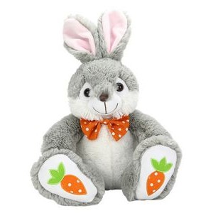 The Bowtie Bunny in Gray, A Cute, Customizable Plush Rabbit