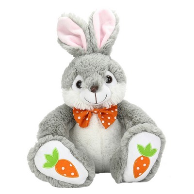 The Bowtie Bunny in Gray, A Cute, Customizable Plush Rabbit