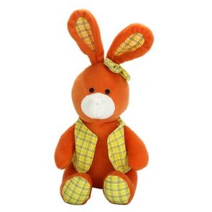 The Carrot Rabbit in Plaid, A Custom, Brightly Colored Bunny
