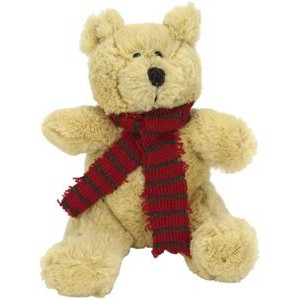 The Cheery Scarf Bear, A Fuzzy Teddy with A Striped Scarf