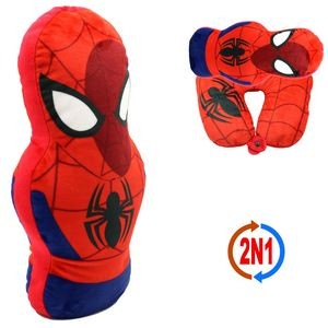 Spiderman 2N1 Convertible Plush Hero & Neck Pillow
