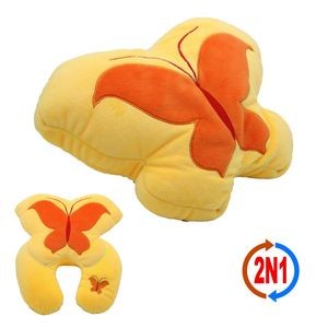 Orange Butterfly 2N1, A Plush Toy and Neck Pillow