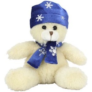 The Snowflake Set Bear, A White Teddy Bear in Scarf and Cap