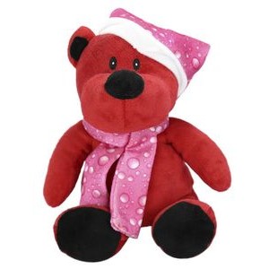 The Red Hot Christmas Bear, Complete with Hat and Scarf