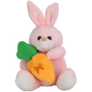 The Hungry Rabbit in Pink, A Pastel Bunny Plush with Carrot