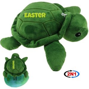 Dark Green Turtle 2N1 Convertible Plush Toy & Egg Pillow