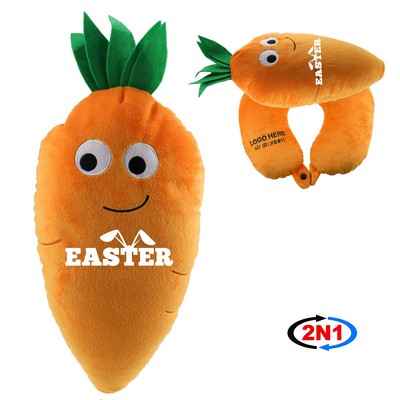 Happy Carrot 2N1 Convertible Plush Carrot and Neck Pillow