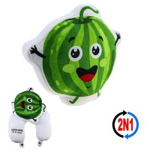 Watermelon 2N1, A Convertible Plush Fruit & Neck Pillow