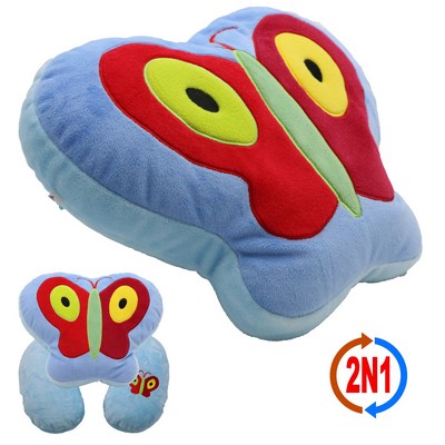 Blue Butterfly 2N1 Convertible Plush Toy & Neck Pillow