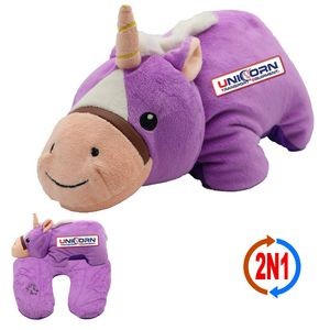 Unicorn with Mane 2N1 Convertible Plush Toy & Neck Pillow