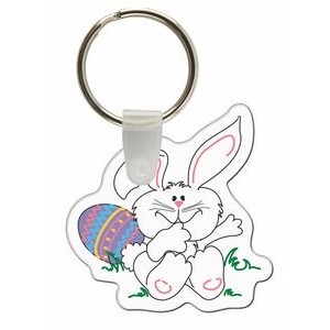 Custom Key Tags - Full Color On White Vinyl - Easter Bunny w/Egg