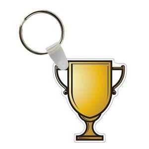 Custom Key Tags - Full Color On White Vinyl - Trophy Cup