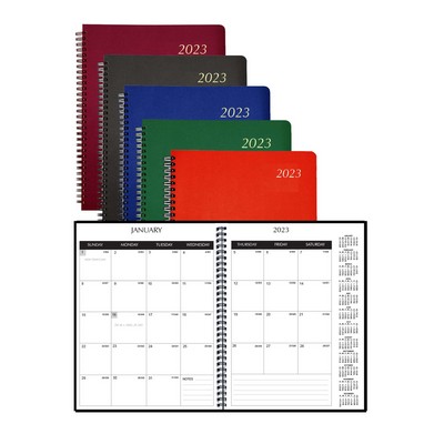 Spiral Monthly Desk Planner with Leatherette Cover