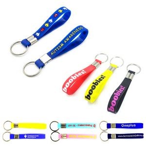 Debossed Color Filled Silicone Keychain
