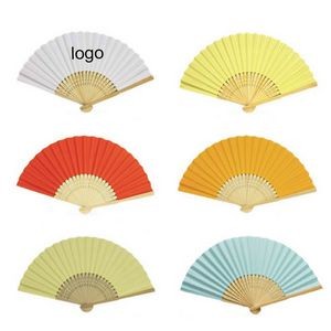 Hand Crafted Foldable Fan With Bamboo Handle