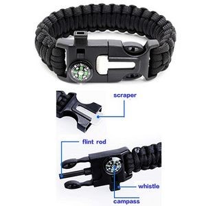 Multi-functional Paracord Bracelet with Compass and Whistle