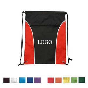 Two Tone Drawstring Pack With Zipper