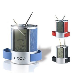 Pen Holder with Time and Side Compartments