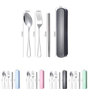 Stainless Steel Portable Cutlery Set with Fork Spoon Chopsticks