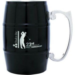 17 oz Black Stainless Steel Barrel Mug w/Handle