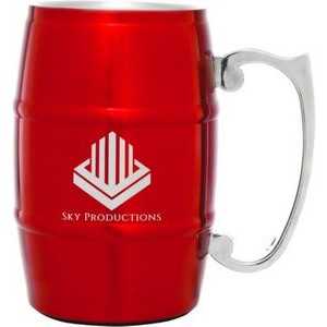 17 oz Red Stainless Steel Barrel Mug w/Handle