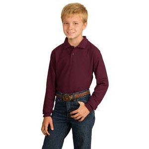 Port Authority Youth Silk Touch Long Sleeve Polo Shirt