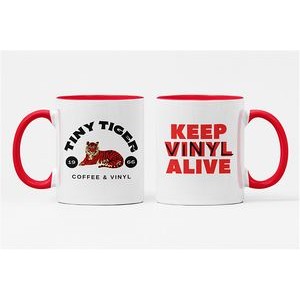 11 oz. White Ceramic Coffee Mug with Red Colored Inside/Handle - Sublimation