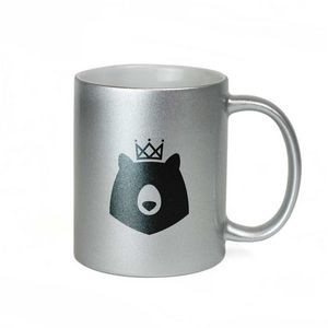 11 oz. Silver Metallic Ceramic Coffee Mug - Sublimation