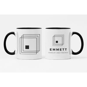 11 oz. White Ceramic Coffee Mug with Black Colored Inside/Handle - Sublimation