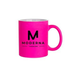 11 oz. Fluorescent Pink Matte Ceramic Coffee Mug - Sublimation