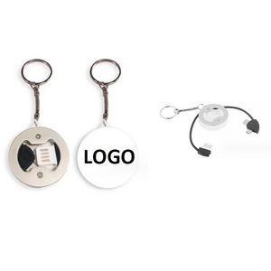 Bottle Opener Key Chain With 3-in-1 Charging Cable