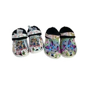 Full color Imprint Adults Custom Clogs with Fur