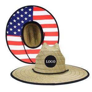 Straw Hat With lined Bead