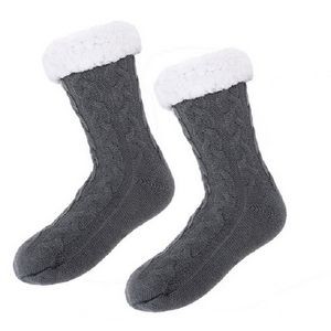 Sherpa Lined Fuzzy Feet Crew Socks with Grip