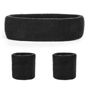 1 Headband And 2 Wristbands Set with Embroidery Logo