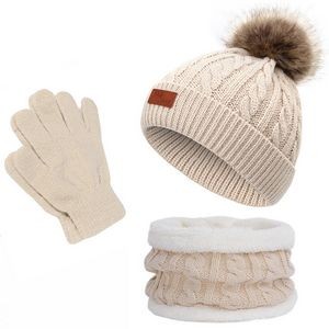 Kids Winter Knit Hat Scarf Glove Set