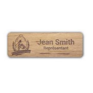 Solid Oak Wood Name Badge