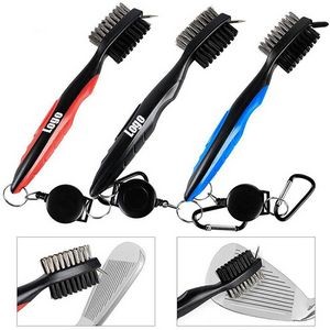 7.5" Retractable Golf Club Brush Groove Cleaner Cleaning Tool With Aluminum Carabiner Low MOQ