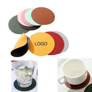 4" Soft PVC Artificial Leather Two-sided Heat Insulation Coaster Low MOQ