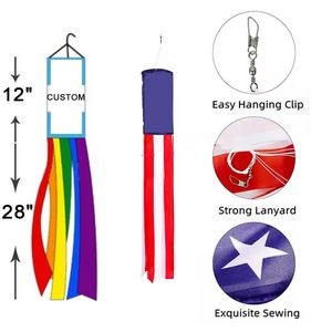 40" Custom Weather-resistant Polyester Flag Windsock With Heavy Duty Metal Hanging Clip MOQ100pcs