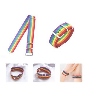 LGBT Pride Rainbow Nylon Fabric Wristband Metal Buckle Bracelet