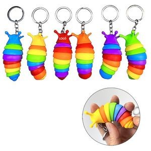 Colorful PP Plastic Fidget Caterpillar Keychain Toy