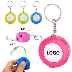 60'' Dual Sided Mini Cute ABS Round Retractable Soft Tape Measuring With Key Ring