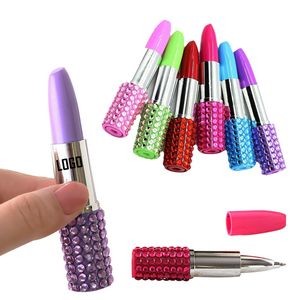Mini Multicolor Lipstick Shape Novelty Rhinestone Crystal Ballpoint Pen