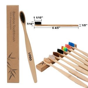 6 4/5" 100% Biodegradable Natural Bamboo Toothbrush With Bpa-free Nylon Soft Bristles