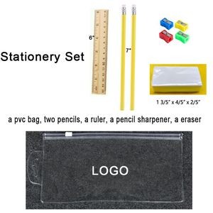 All In One Stationery Set With PVC Bag & Pencils & Ruler & Sharpener & Eraser MOQ100pcs