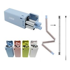 Reusable Metal Collapsible Straw with Brush and Carrying Case