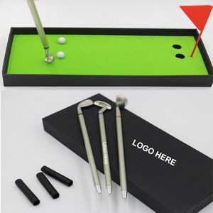 Mini Golf Club Practice Field Ballpoint Pen Set With Gift Box