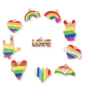 Pride LGBT Rainbow Zinc Alloy Metal Enamel Charm With Hanging Hole
